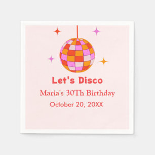 Servilleta De Papel Bola de Disco Naranja Rosa Fiesta de Cumpleaños Va
