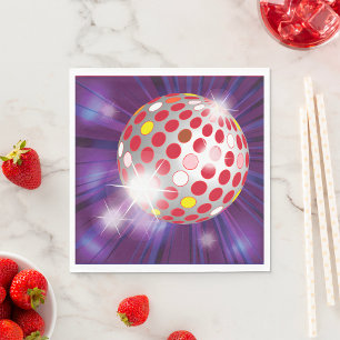 Servilleta De Papel Bola de Disco Retro 70 Rojo Vibrante