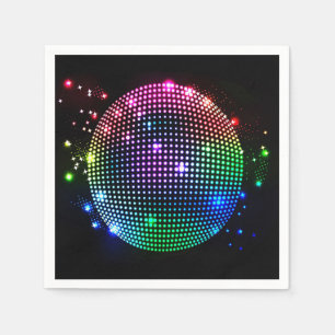 Servilleta De Papel Bola de discoteca colorida en servilletas negras