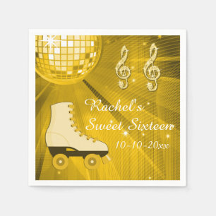 Servilleta De Papel Bola de discoteca de oro y patines de ruedas Sweet