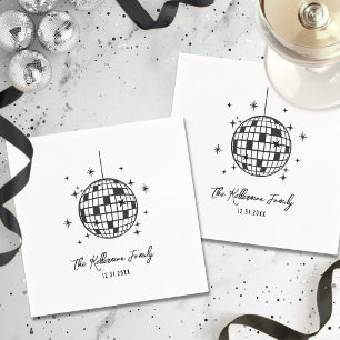 Servilleta De Papel Bola de discoteca dibujada a mano para Año Nuevo