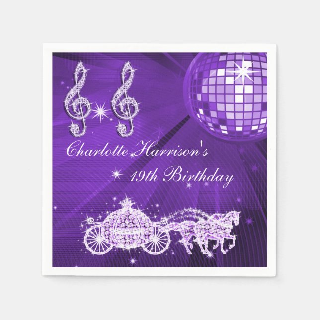 Servilleta De Papel Bola de Discoteca, Princesa Entrenadora & Caballos (Anverso)