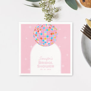 Servilleta De Papel Bola de discoteca rosa retro moderno años 70 80s d