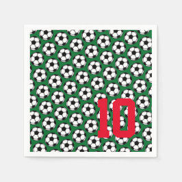 Servilleta De Papel Bola de fútbol Niños deportivos Black Green NUMBER