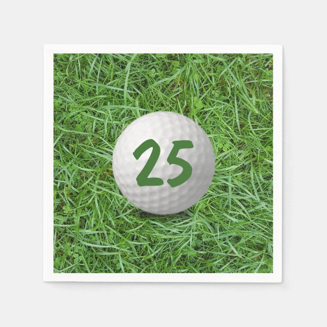 Servilleta De Papel Bola de golf de cumpleaños 25 en servilletas de hi (Anverso)