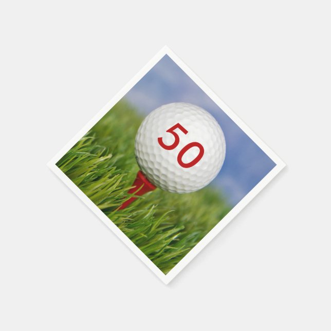Servilleta De Papel bola de golf en tee rojo (Borde)