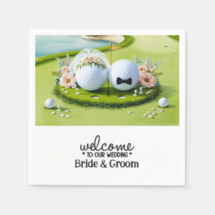 Servilleta De Papel Bola de golf Novia & Groom Bienvenidos a nuestro B