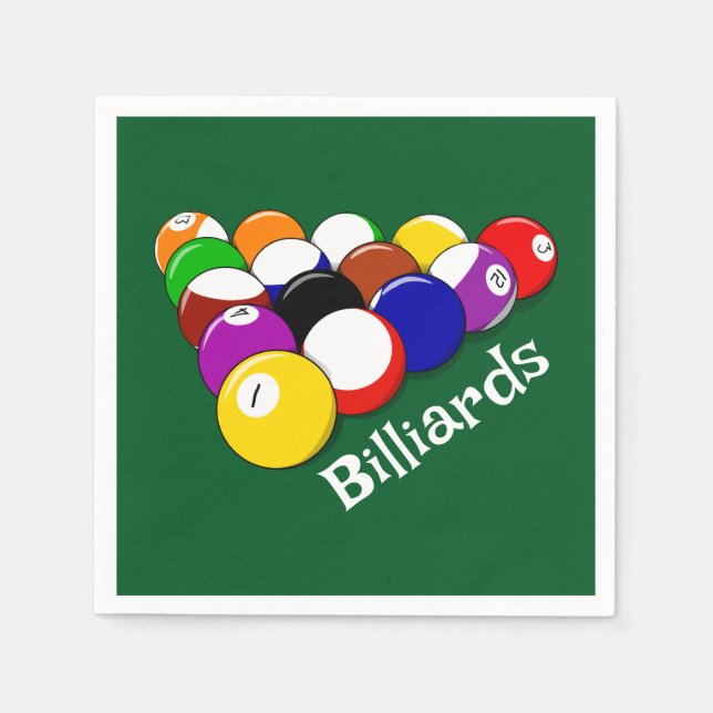 Servilleta De Papel Bolas de Billiard Diseño Papel Napkins (Anverso)