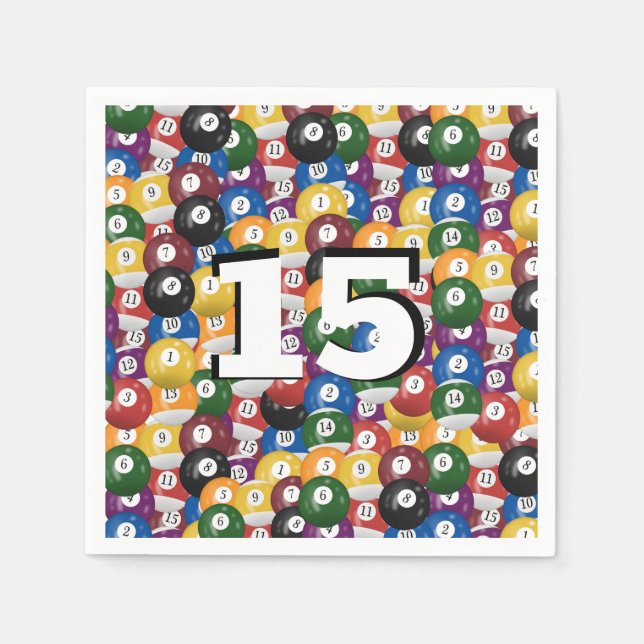 Servilleta De Papel Bolas de Billiard por 15 años (Anverso)
