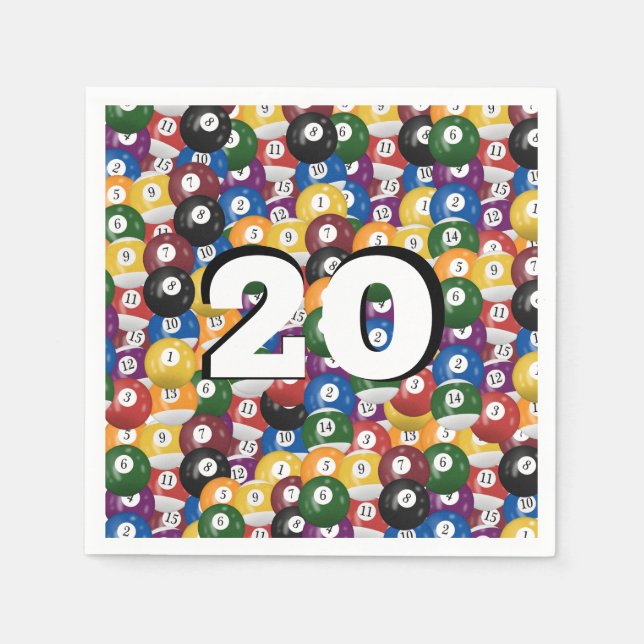 Servilleta De Papel Bolas de Billiard por 20 años (Anverso)