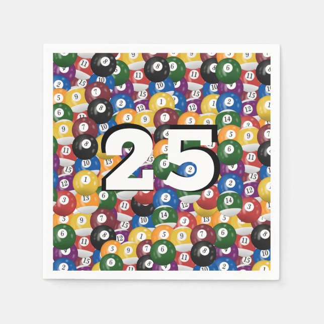 Servilleta De Papel Bolas de Billiard por 25 años (Anverso)