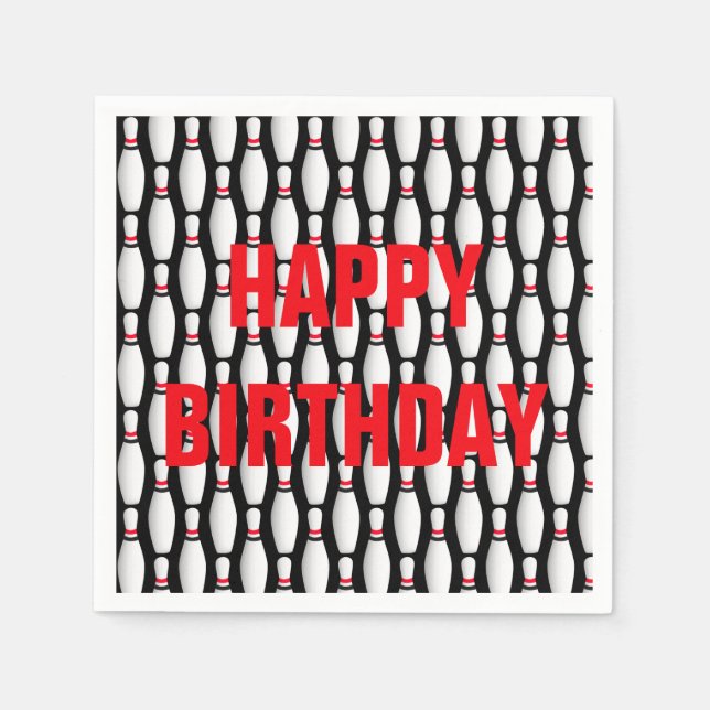 Servilleta De Papel bolas de cumpleaños en negro (Anverso)