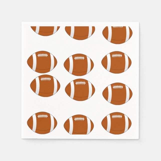 Servilleta De Papel Bolas de fútbol americanas marrones en blanco (Anverso)