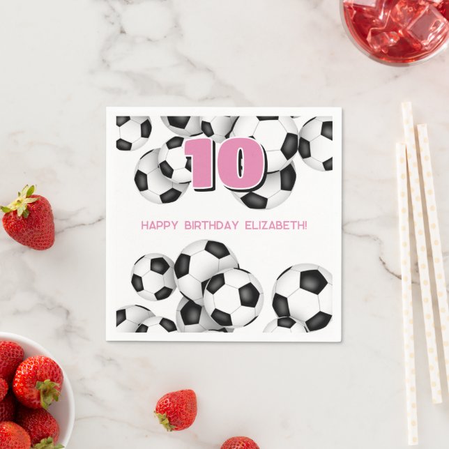 Servilleta De Papel bolas de fútbol blanco negro niños fiesta de cumpl (In situ)