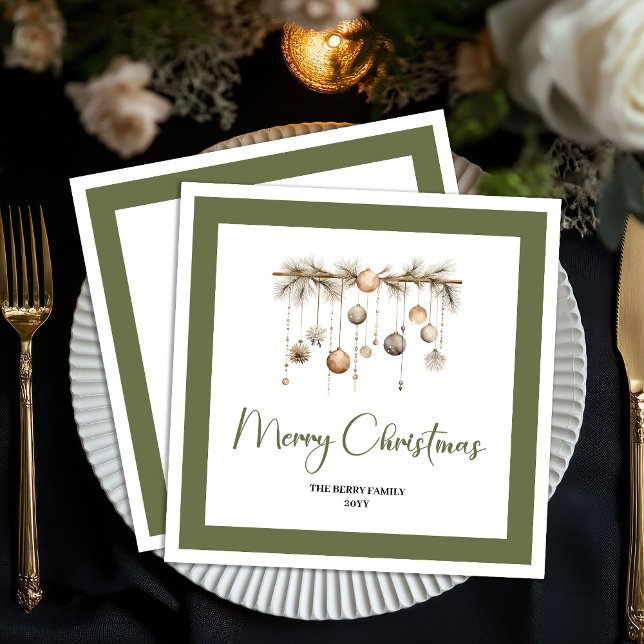 Servilleta De Papel Bolas de Navidad de granja acogedora Servilletas f (Cozy Farmhouse Christmas Balls Family Napkins)