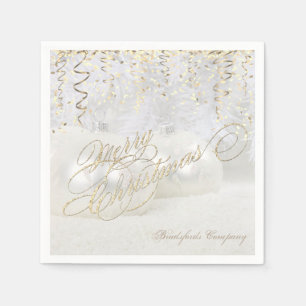 Servilleta De Papel Bolas de Navidad Elegantes, Confeti Dorado