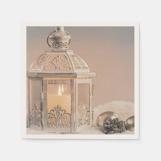 Servilleta De Papel Bolas de Navidad elegantes,Linterna (Anverso)