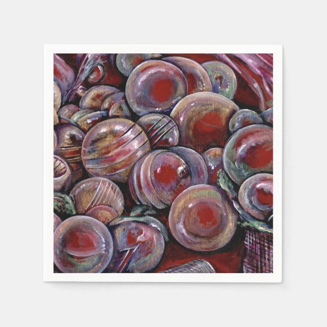 Servilleta De Papel Bolas de Navidades rojos (Anverso)