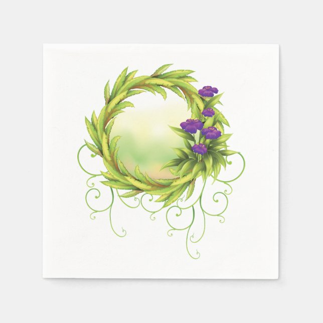 Servilleta De Papel Bolas de papel de flores violetas (Anverso)