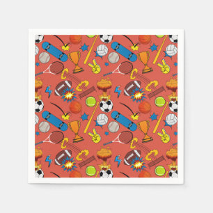 Servilleta De Papel Bolas Deportivas Retro de Cómic