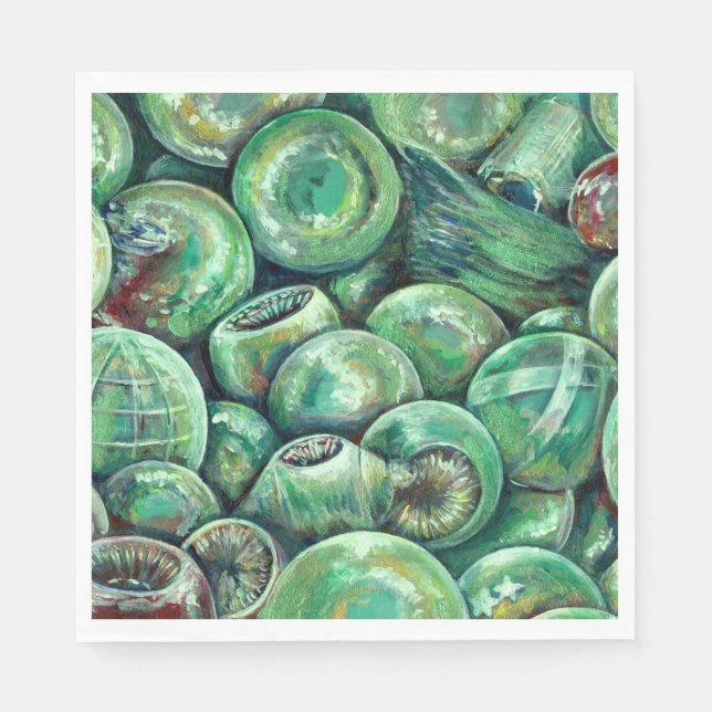 Servilleta De Papel Bolas Navideñas Verdes (Anverso)