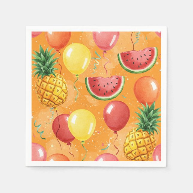 Servilleta De Papel Bolas, sandías, piñas, por Natasha Us (Anverso)