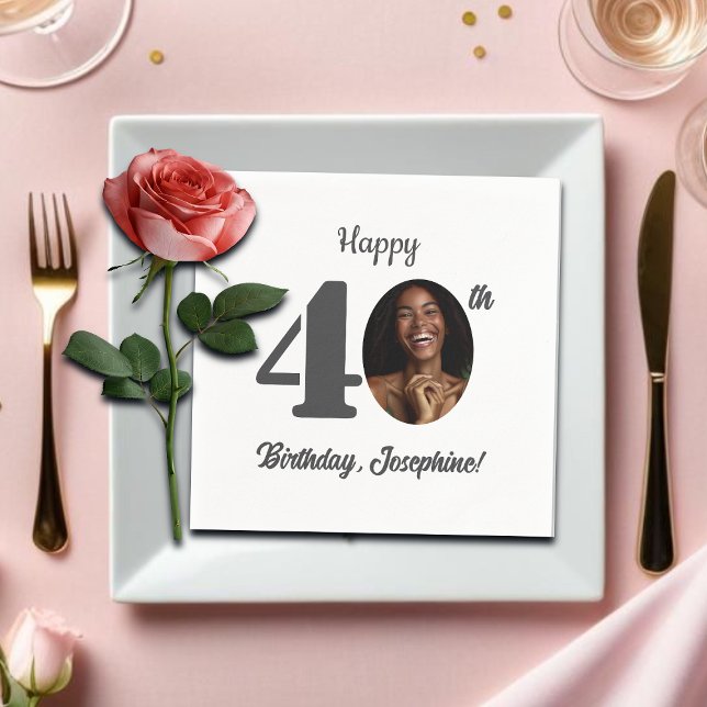 Servilleta De Papel Bold 40th Birthday Party Photo (Subido por el creador)