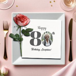 Servilleta De Papel Bold 80th Birthday Party Photo