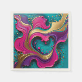 Servilleta De Papel Bold Abstract Heart Swirl – Modern Colorful Art