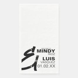 Servilleta De Papel BOLD AMPERSAND Grunge Negro Blanco Boda 