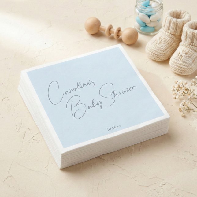 Servilleta De Papel Bold Glacier Blue Modern Script Custom Baby Shower (Subido por el creador)