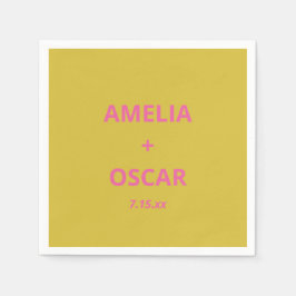 Servilleta De Papel Bold Modern Chartreuse Pink Yellow Wedding Custom