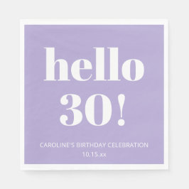 Servilleta De Papel Bold Modern Lavender Purple 30th Birthday Party