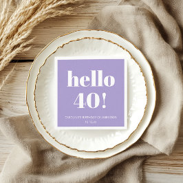 Servilleta De Papel Bold Modern Lavender Purple 40th Birthday Party