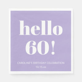Servilleta De Papel Bold Modern Lavender Purple 60th Birthday Party