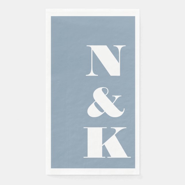 Servilleta De Papel Bold Modern Monogram Initials Wedding Dusty Blue (Anverso)
