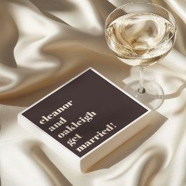 Servilleta De Papel Bold Typography Fun Brown Custom Modern Wedding
