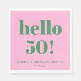 Servilleta De Papel Bold Typography Pink Green Modern 50th Birthday 