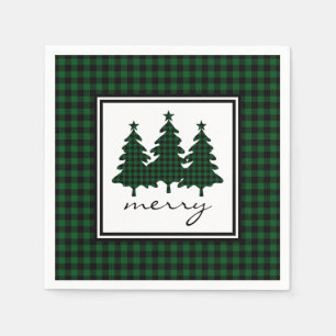 Servilleta De Papel Bolfalo verde Cheque Pine Trees