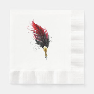 Servilleta De Papel Bolígrafo pluma roja con plumilla dorada