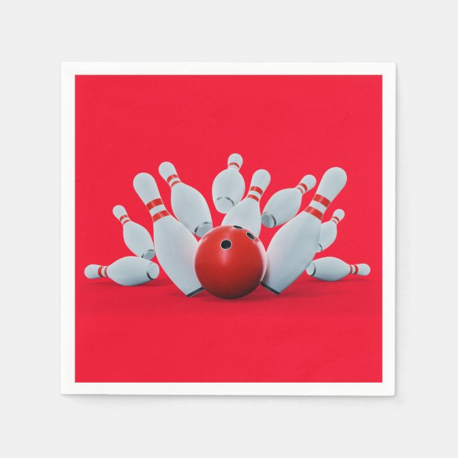 Servilleta De Papel Bolos de boliche fiesta de cumpleaños temática (Anverso)