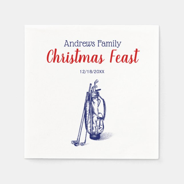 Servilleta De Papel Bolsa de golf y clubes de golf Azul (Anverso)