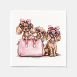 Servilleta De Papel Bolsa rosa de los perros Dachshund