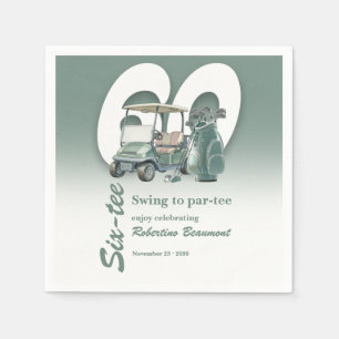 Servilleta De Papel Bolsas de Golf Verdes Clásicas Cumpleaños 60