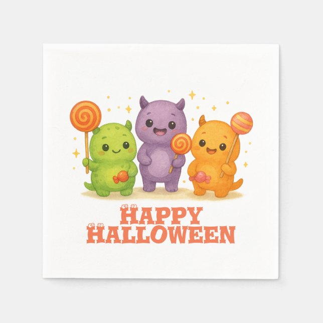 Servilleta De Papel Bolsas de Halloween de Kawaii Monsters & Lollipops (Anverso)