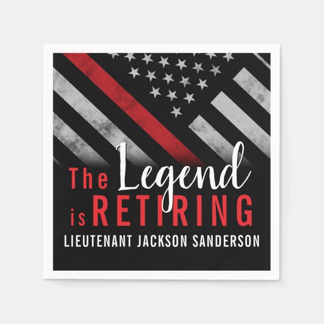 Servilleta De Papel Bombero Jubilación de la Línea Roja (Anverso)