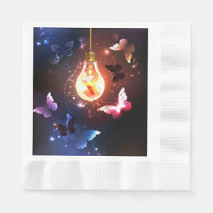 Servilleta De Papel Bombilla brillante con mariposas nocturnas
