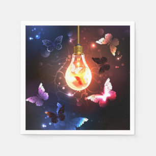 Servilleta De Papel Bombilla brillante con mariposas nocturnas