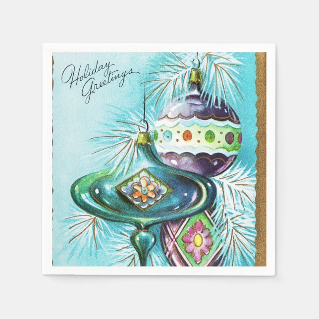 Servilleta De Papel Bombillas de época Navidades toallas retro fiesta (Anverso)