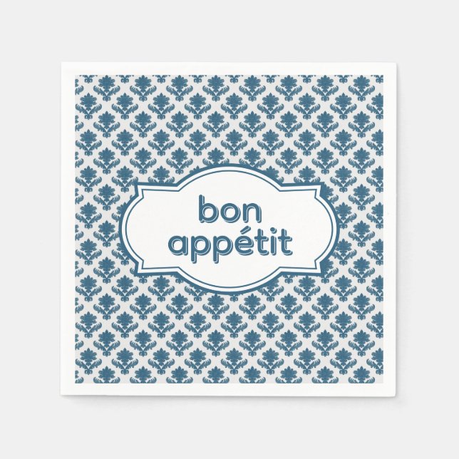 Servilleta De Papel Bon Appetit Elegant French Tapestry Blue White (Anverso)